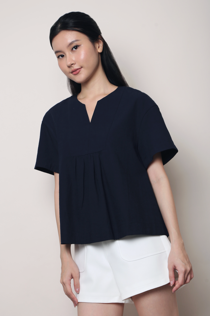 Tods V2 Notch Neck Top Navy (Restock)