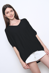 Tomo Batwing Knit Blouse Black