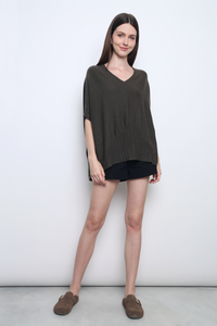 Tomo Batwing Knit Blouse Chestnut Brown