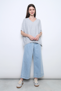 Tomo Batwing Knit Blouse Ash Grey