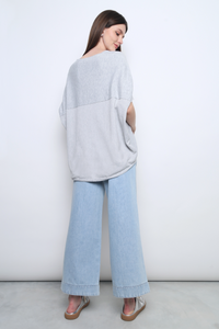 Tomo Batwing Knit Blouse Ash Grey