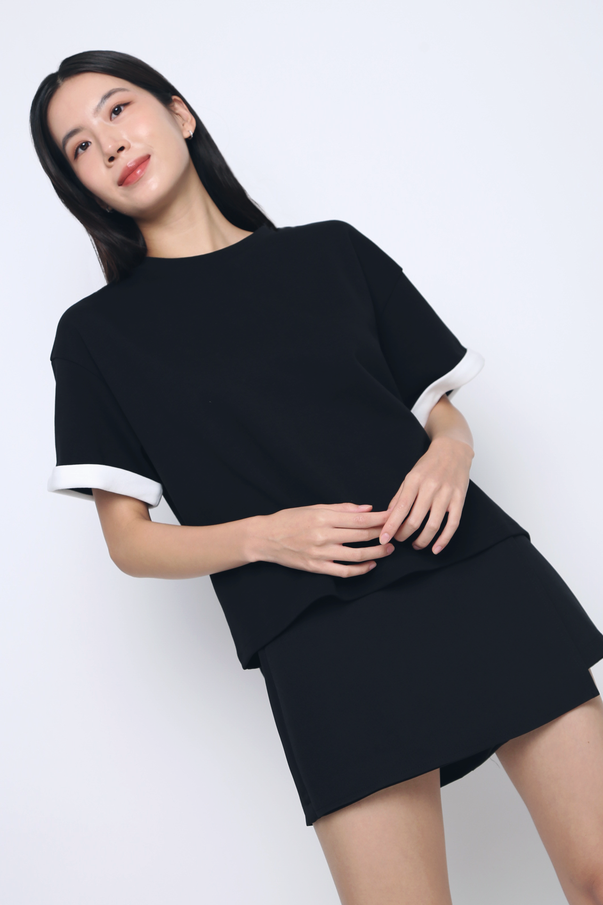 Toni Colorblock Boxy Tee Black/White