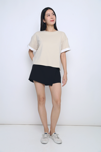 Toni Colorblock Boxy Tee Beige/White