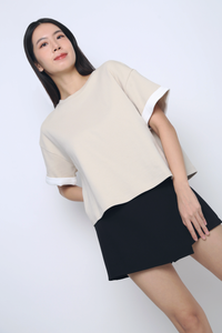 Toni Colorblock Boxy Tee Beige/White