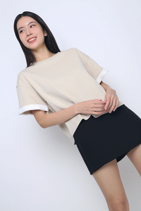 Toni Colorblock Boxy Tee Beige/White