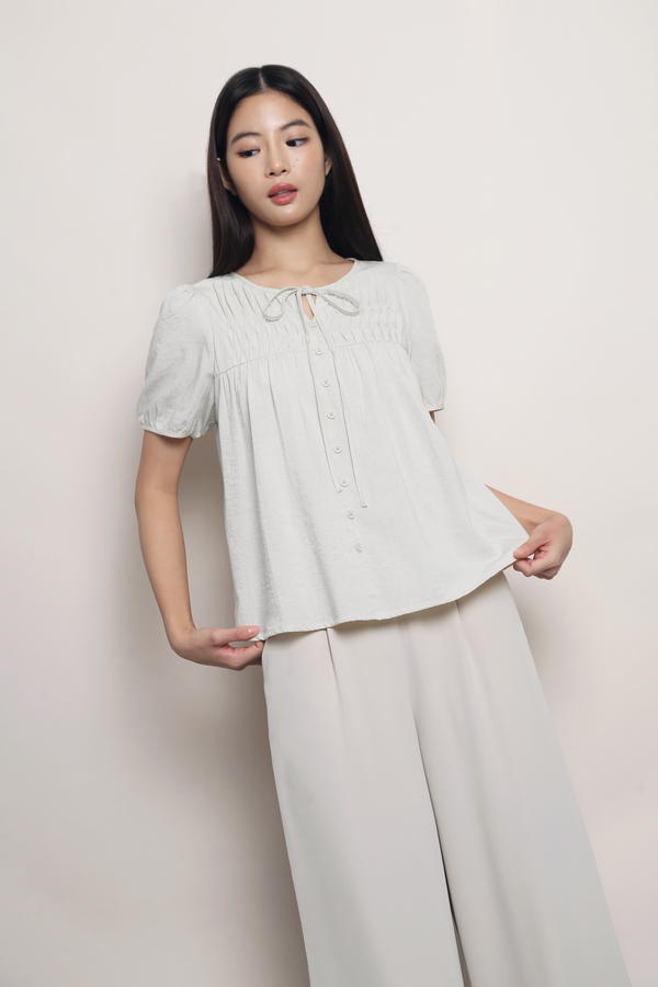 Tuck & Tie Blouse White