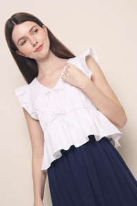 Una Flutter Sleeves Top White