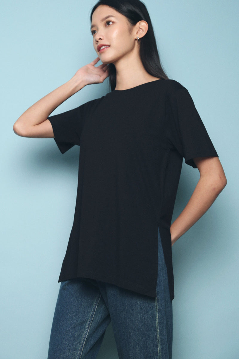 Valen Basic Slit Tee Black