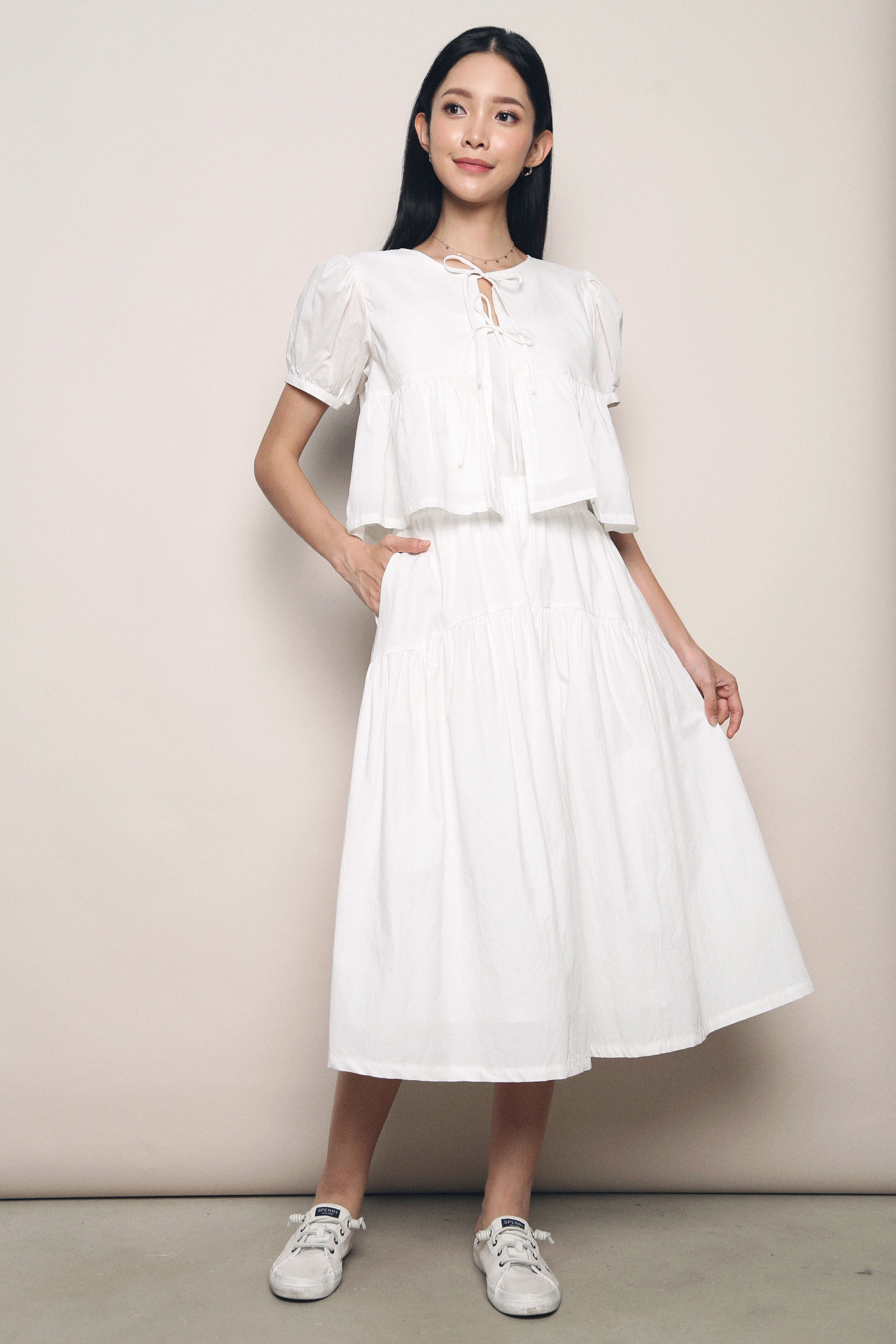 Valero Arch Pleat Skirt White (Restock)
