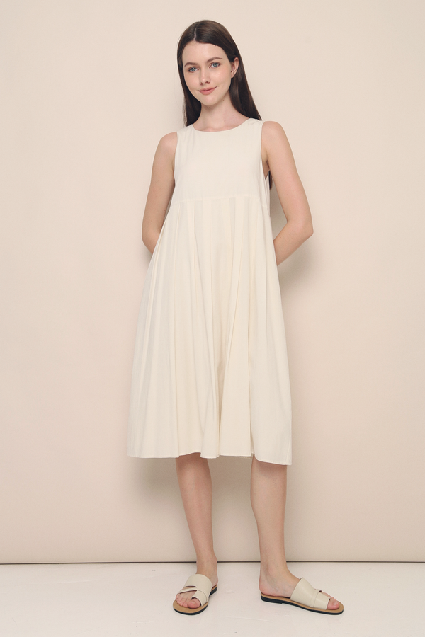 Veda Wide Pleat Midi Dress Malt