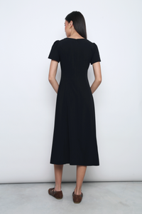 Venezia Fit Flare Midi Dress Black (Backorder)