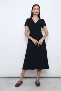 Venezia Fit Flare Midi Dress Black (Backorder)
