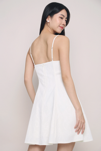 Vick Embossed Floral Flare Dress Off-White