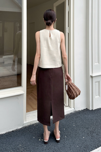 Work to Wine Midi Skirt Brown (Backorder)