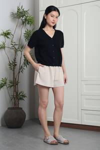 Waffle Town Knit Blouse Black