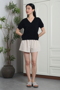 Waffle Town Knit Blouse Black