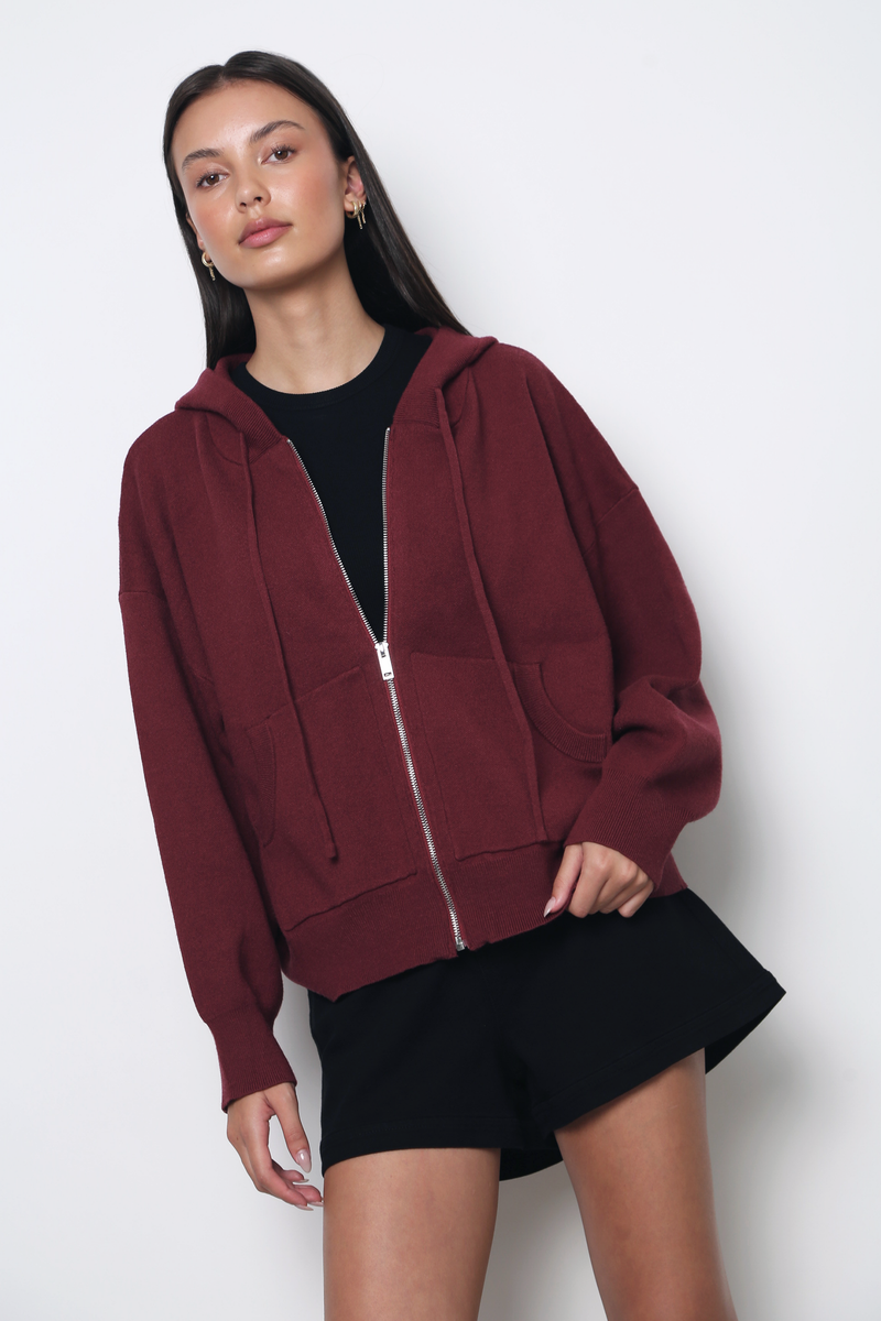 Warm Hug V2 Knit Hoodie Burgundy (Backorder)