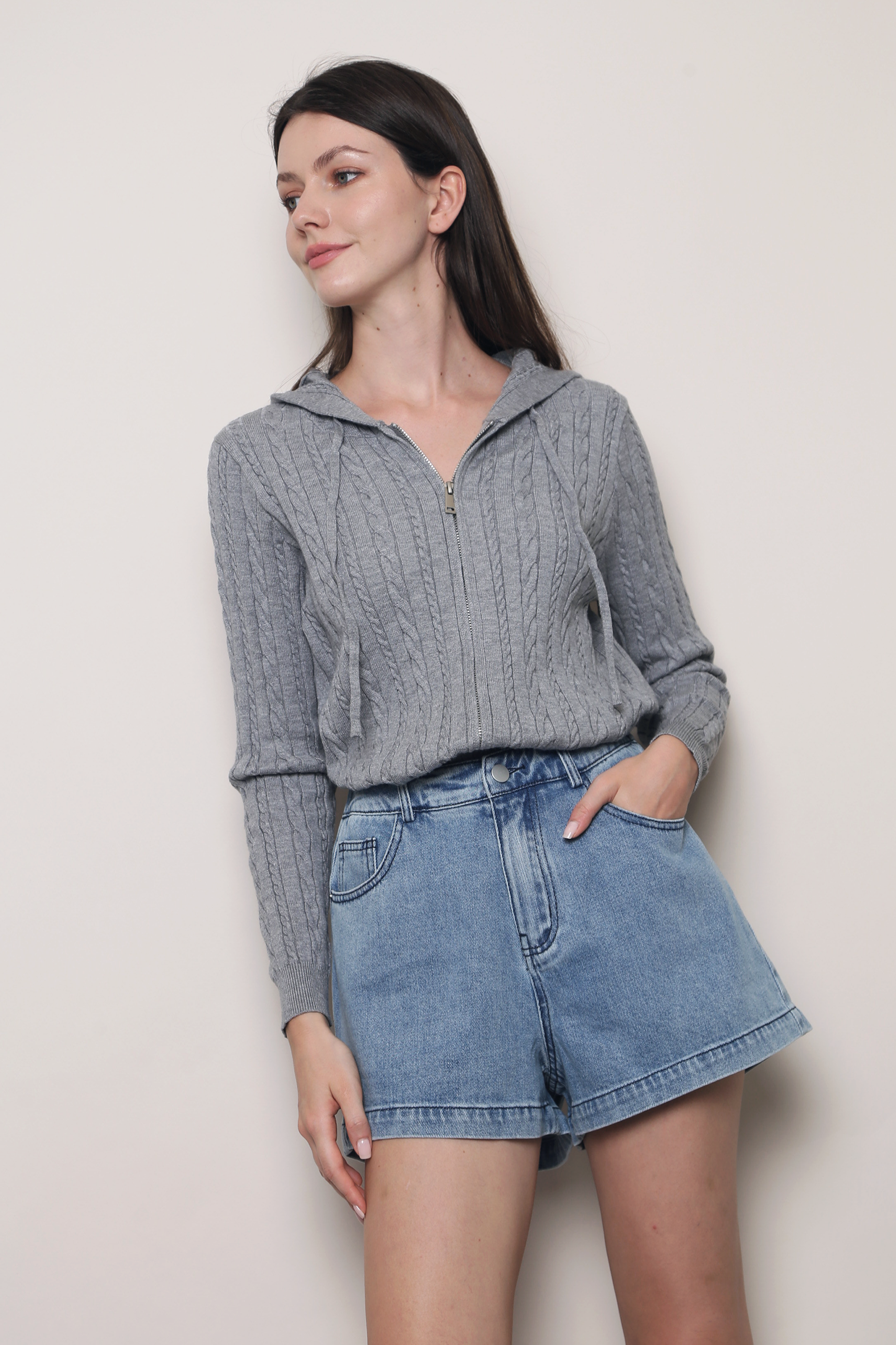 Westbourne Cable Knit Hoodie Grey (Restock)
