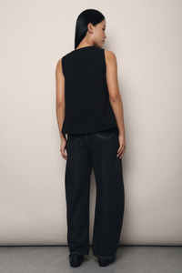 Windsor Button Down Swing Top Black