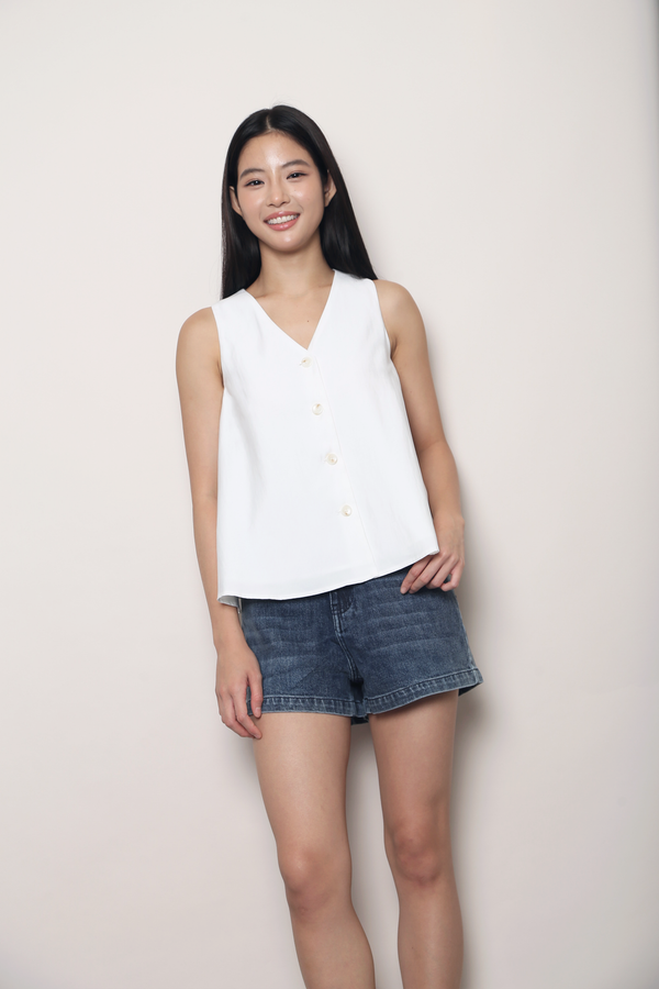 Windsor V2 Button Down Swing Top White