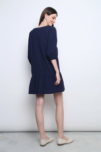 Wisteria Dropwaist Eyelet Dress Navy