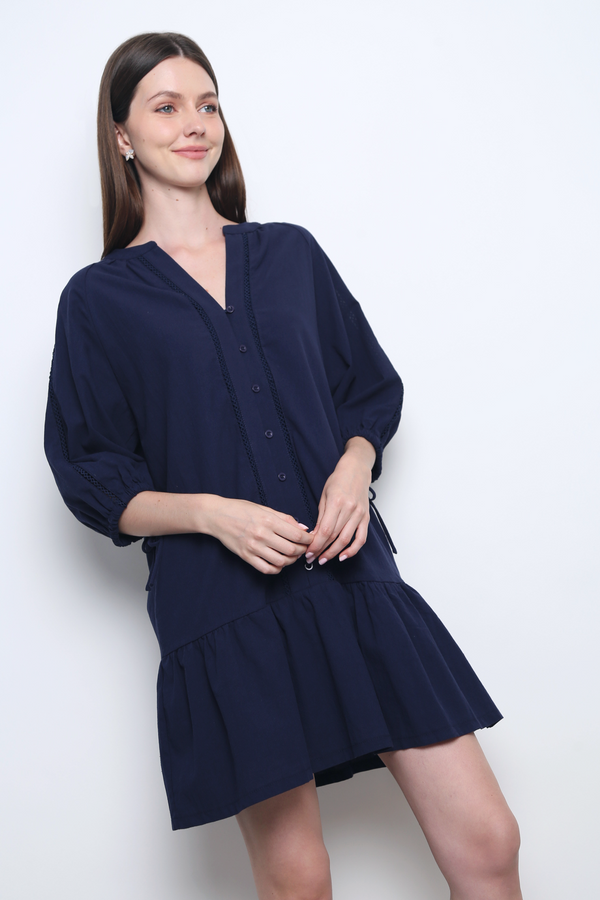 Wisteria Dropwaist Eyelet Dress Navy