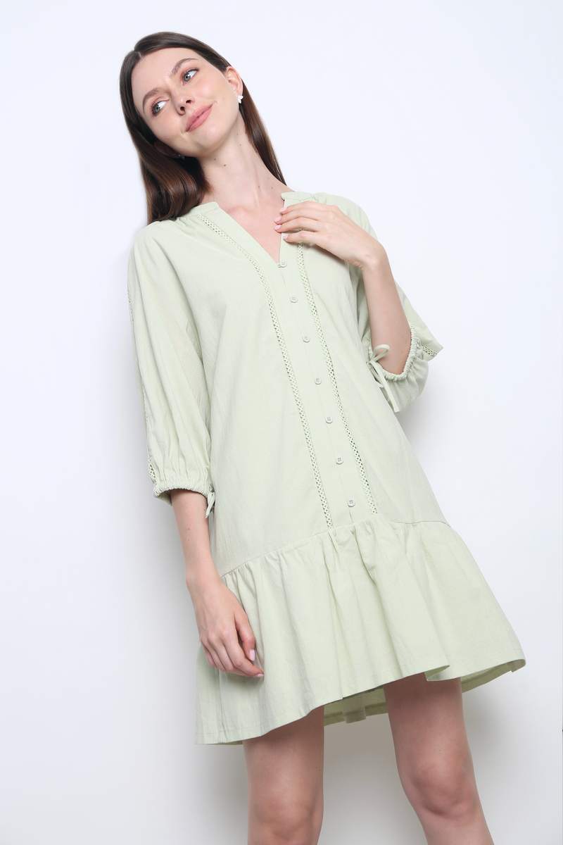 Wisteria Dropwaist Eyelet Dress Sage