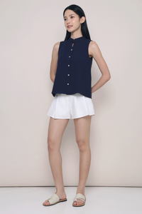 Xin Oriental Sleeveless Blouse Navy