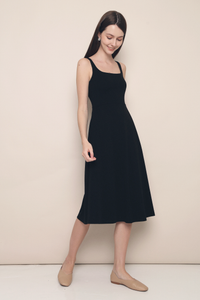 Zorica Fit & Flare Midaxi Dress Black