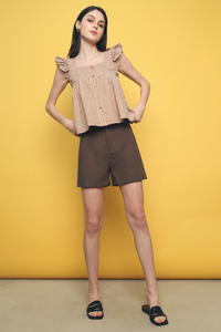 Eri Linen Mom Shorts Brown