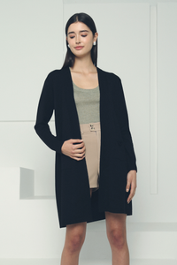 Serra Long Knit Cardigan Black (Restock)