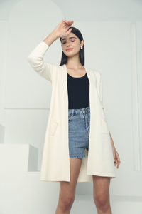 Serra Long Knit Cardigan Cream (Restock)